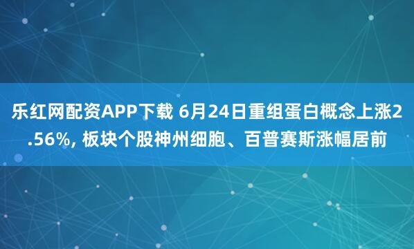 乐红网配资APP下载 6月24日重组蛋白概念上涨2.56%, 板块个股神州细胞、百普赛斯涨幅居前