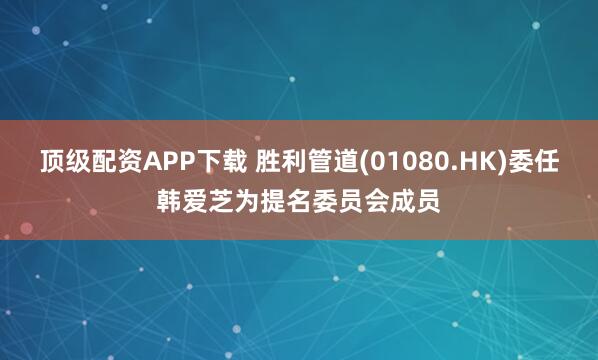 顶级配资APP下载 胜利管道(01080.HK)委任韩爱芝为提名委员会成员